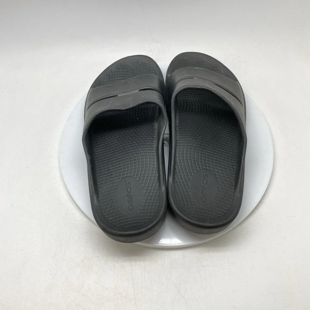Oofos OOahh Sport Sandals Mens 8 Womens‎ 10 Black Open Slip On Recovery Rubber